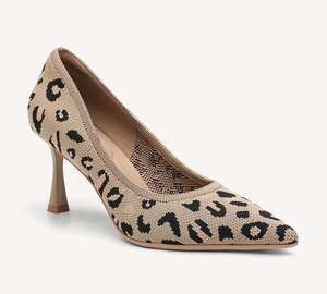 Cosy Island Leopard Knit Pointed Toe Kitten Heel Pumps Size 9 NIB